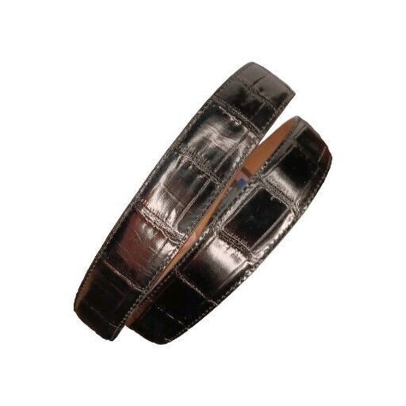 Onyx by Brighton Black Croc Embossed Leather Men’s Belt Silver Buckle Size 48 - Picture 6 of 16